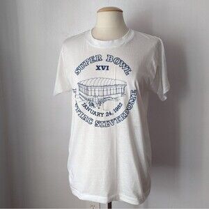 Vintage Single-stitch Pontiac Silverdome 1982 Super Bowl XVI T-shirt Size L